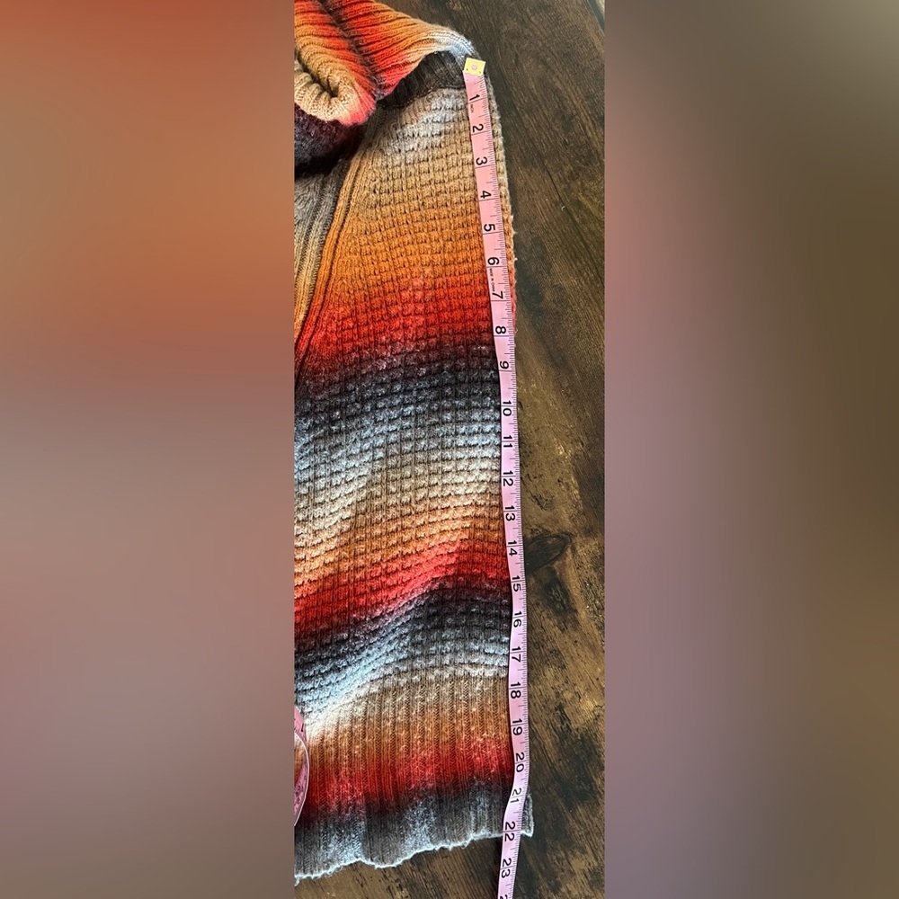 🤩 NEW ITEM Democracy Poncho L XL Knit Orange Gray Brown Sweater Cape Wool Blend - Picture 3 of 5